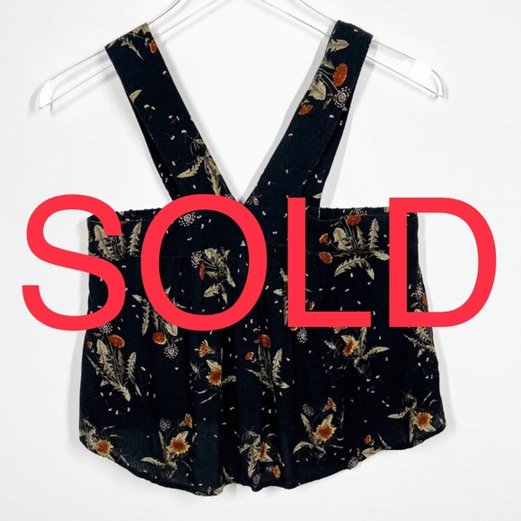 bp Tops - BP Sunflower Floral Cropped Wide Strap Rayon Tank Top Size Medium